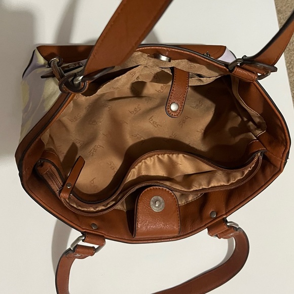 BOC Born Concept Purse Two Tone Canvas & Leather Shoulder Bag yellow lavender - Picture 5 of 7